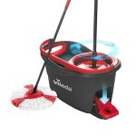 Beste Dweilsysteem Vileda Easy Wring & Clean Turbo mop met pedaalemmer, Telescopische steel 85 – 130 cm, Franjemop met centrifugepers, Microvezelfranjes 2in1, Mop en pedaalemmer, grijs