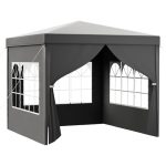 Toboli paviljoen 3 x 3 m in grijs met UV-bescherming 50+, tuinhuisje met afneembare zijkanten, partytent met ramen voor bijvoorbeeld terras en festival