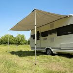 your GEAR Caravan Tarp TC Zonnedak voor caravan, waterdicht, katoenen zonnezeil met UV 50+, aluminium telescoopstangen, in 5 maten, beige/zand, 400 x 240 cm